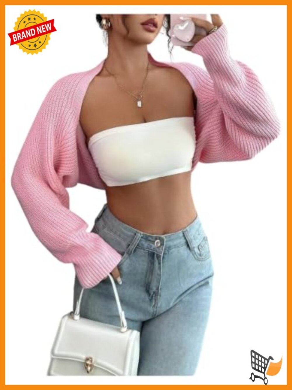 Long Sleeve Cropped Knit Cardigan Bolero Shrug Cardigans for Women Fall